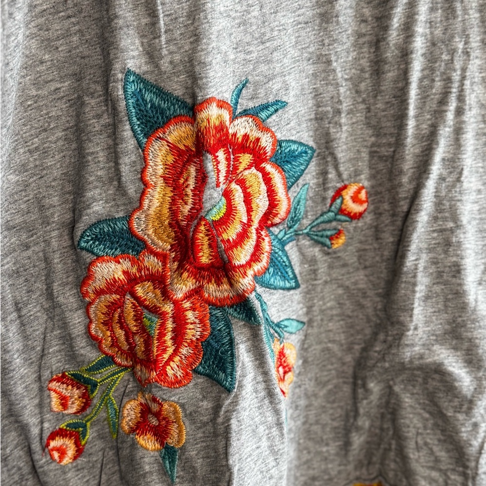 Johnny Was Gray Orange Embellished Graphic Tunic - Picture 3 of 10